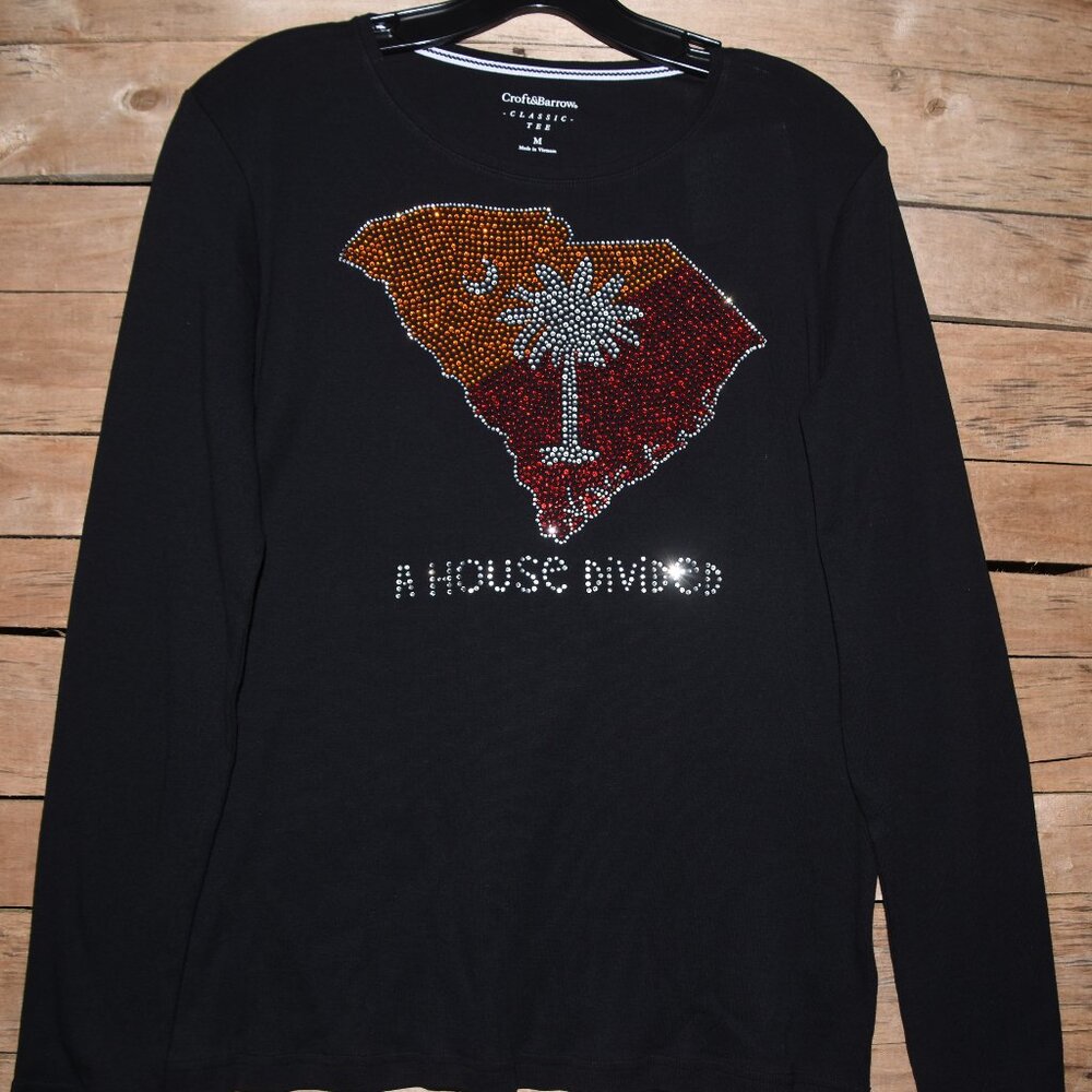 Clemson South Carolina House Divided rhinestone shirt XS,S,M,L,XL,XXL,1X,2X…